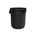 BRUTE 20 gal Round Heavy Duty Plastic Can, Black, None, Plastic, Not Applicable