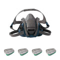 Half Mask Respirator Kit: 4 Chemical Cartridges Included, Green Color, (AM), (MA), Bayonet, Size M