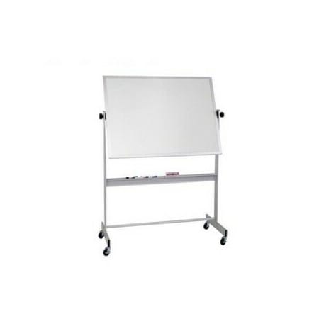 Dry Erase Board, Plastic, 48 in, 60 in, Aluminum Frame, White, Gloss