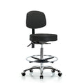 Vin Stool with Back Chr-High Bench Height with Seat Tilt, Chr FR, andCasters in Black Trailblazer Vin