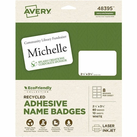 EcoFriendly Recycled Name Tags,PK80