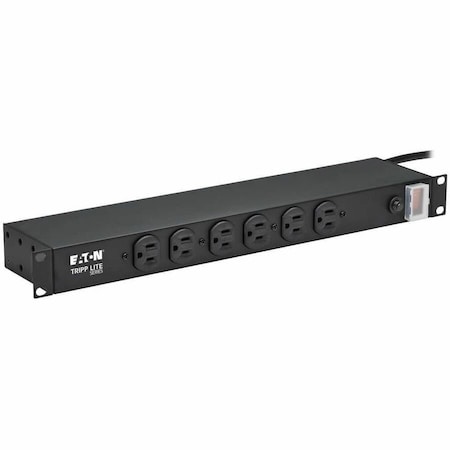 Power Strip, Surge, Rack Mounted, 5-15R, 5-15P, 15 ft., Black