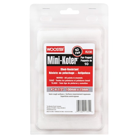 Paint Roller Cover, 1/4" dia. Core, PK10