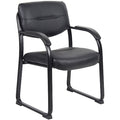 Side Chair, Black Back, 23 in W 24-1/2" L 34-1/2" H, Fixed, Leather Seat