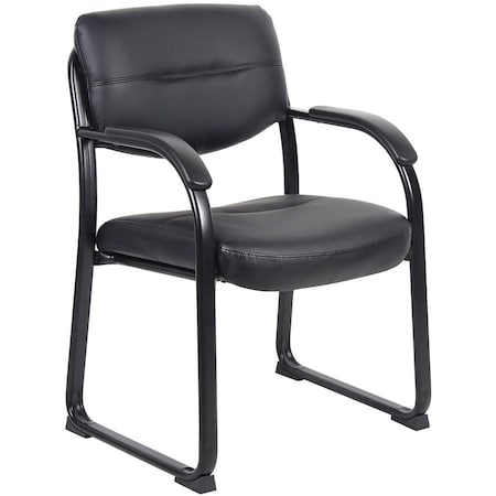 Side Chair, Black Back, 23 in W 24-1/2" L 34-1/2" H, Fixed, Leather Seat