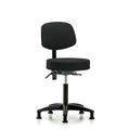 Rutledge Fab Stool with Back - Med Bench Height with Seat Tilt and Stat Glides in Black Fab