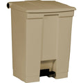 Step-On Containers 18 gal Rectangular Step-On Can, Beige, Foot Pedal, Plastic, 16 1/8 in