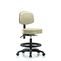 Vin Stool with Back-Medium Bench Ht with Black Foot Ring and Casters in Adobe White Trailblazer Vin