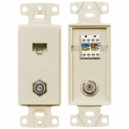 Wall Plate and Jack, Cat 5e/F-Type, Lt Al