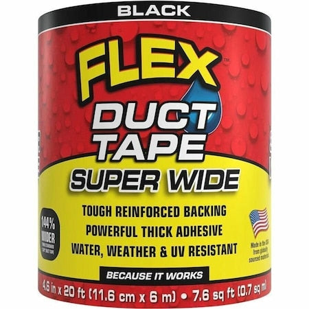 Duct Tape, 4 5/8" W, Black, 3 in dia.