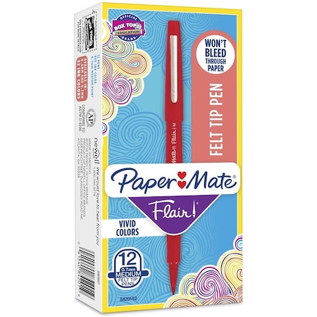 Porous Point Felt Tip Pen, Medium Red PK12