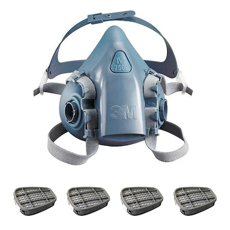 Half Mask Respirator Kit: 4 Cartridges Included, 7500 Series, Organic Vapor (OV), Bayonet, Size S
