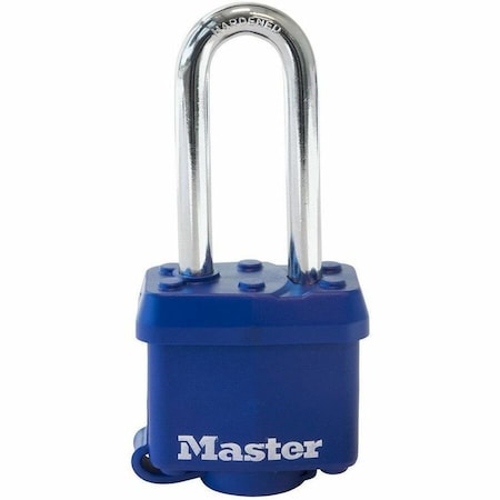 Padlock, Keyed Different, Long Shackle, Rectangular Steel Body, Steel Shackle, 1/2 in W