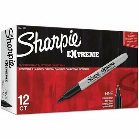 Extreme Marker, Black, Fine Tip, Capped, 12 PK