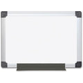 Dry Erase Board, Melamine, 17 45/64 in, 23 39/64 in, Aluminum Frame, White, Matte
