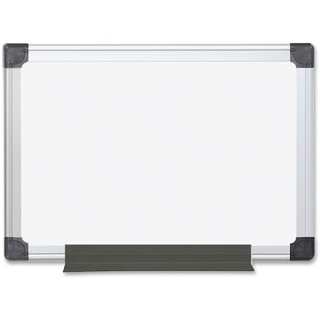Dry Erase Board, Melamine, 17 45/64 in, 23 39/64 in, Aluminum Frame, White, Matte