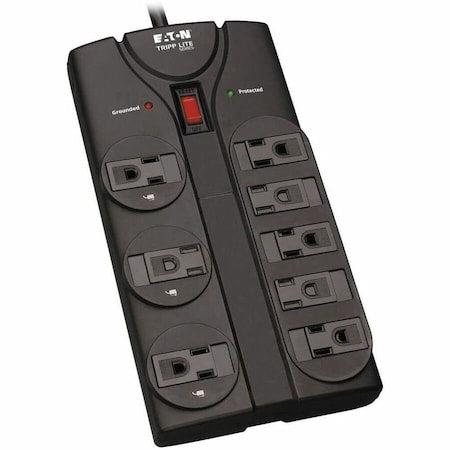 Outlet Strip, Surge, 5-15R, 5-15P, 8 ft., Black