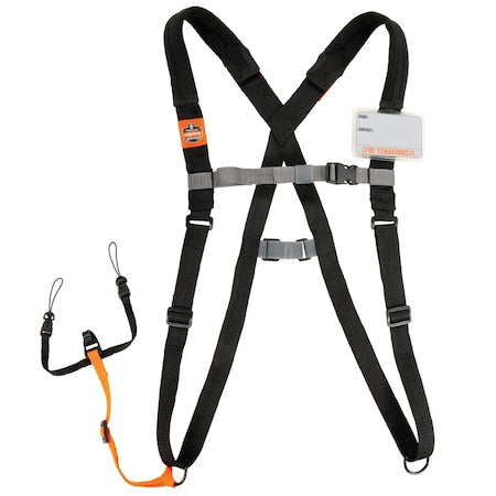 Black Barcode Scanner Harness Lanyard with Padding, S