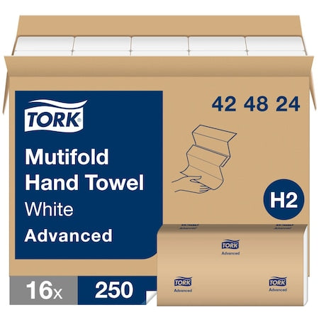Multifold Paper Towel Sheets, 1 Ply, 250 Sheets, White, 16 PK
