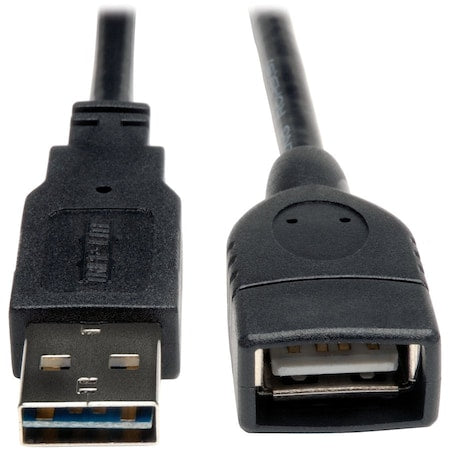 Reversible USB Extension Cable, Blck, 6 ft