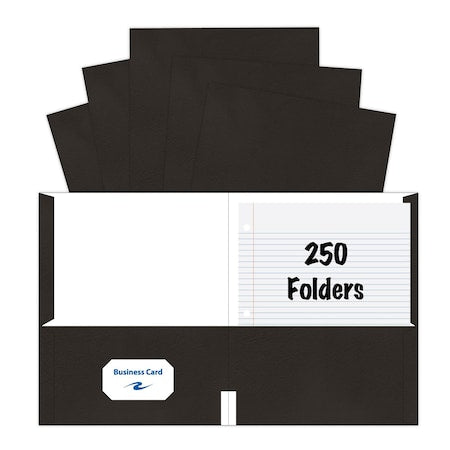 Case of Black Paper Pocket Folders, 11.75""x9.5"", Twin Pockets hold 25 sheets each, 11 pt tag board,PK250