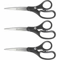 Scissors, 8" KleenEarth Basic Straight Scissors, Black, 3-Pack