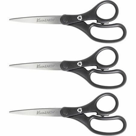 Scissors, 8" KleenEarth Basic Straight Scissors, Black, 3-Pack