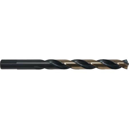 Jobber Length Drill Bit, Drill Bit Size 13/64 in, Drill Bit Point Angle 135 Degrees, Black & Gold