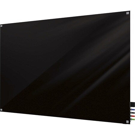 Dry Erase Board, Glass, 24 in, 36 in, No Frame Frame, Black, Gloss