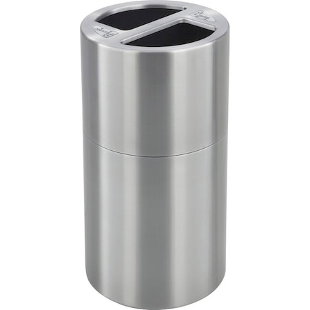 15 gal Round Indoor Metal Can, Stainless Steel, None, Aluminum, Not Applicable