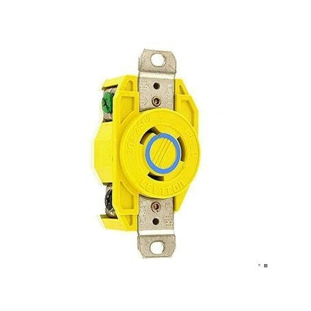 Flanged Locking Receptacle, L6-20R, 20 A, 250V AC, Single Phase, 2 Pole, Flush Mount, Yellow