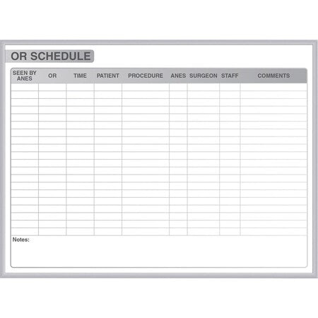 Planning Board, Plastic, 48 1/2 in, 96 1/2 in, Aluminum Frame, White/Gray, Matte