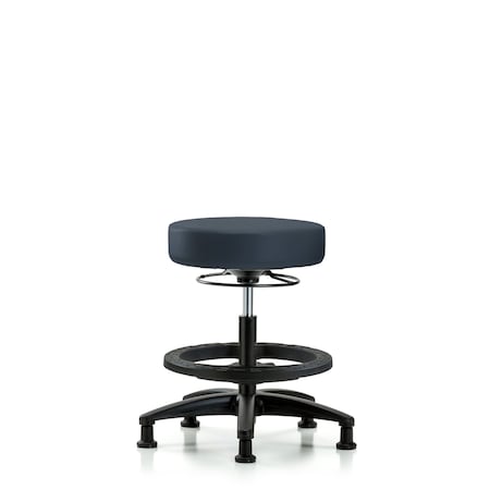 Vin Stool without Back-Med Bench Ht with Black Foot RingandStat Glides in Imp Blue Trailblazer Vin