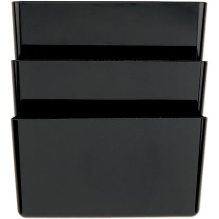 Wall Pocket, Letter, Black, 7 In H, PK3