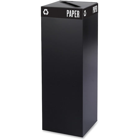 42 gal Square Recycling Bin, Open Top, Black, Steel, 1 Openings