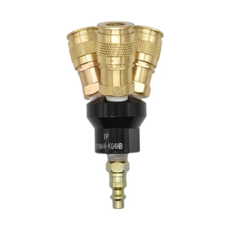 Aluminum Round Manifold, Three 1/4 in.Brass Universal Couplers, 1/4 in. Industrial Steel Coupler