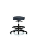 Vin Stool without Back-Medium Bench Ht with Black Foot Ring and Casters in Imp Blue Trailblazer Vin