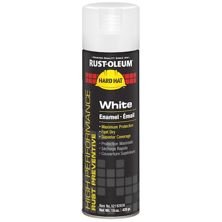 Rust Preventative Spray Paint, White, Gloss, Solvent, 15 oz