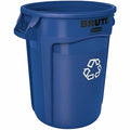 32 gal Round Recycling Bin, Open Top, Blue, Polyethylene, 1 Openings