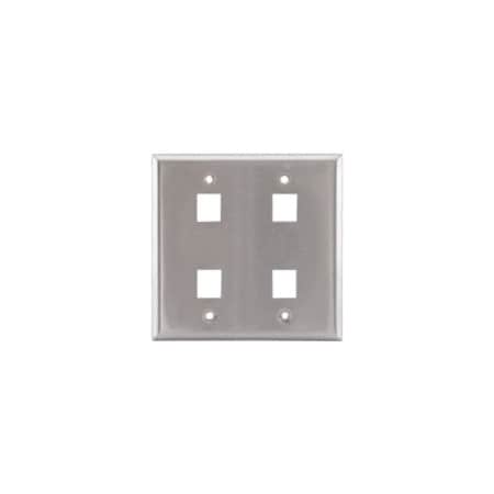 Plate, 4 Ports, Gray, Wall
