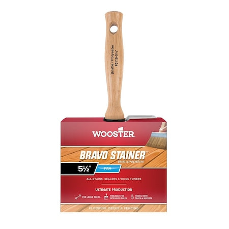 5-1/2" Flat Sash Firm, Polyester Bristle, Paint Brush, Threaded Hardwood Handle