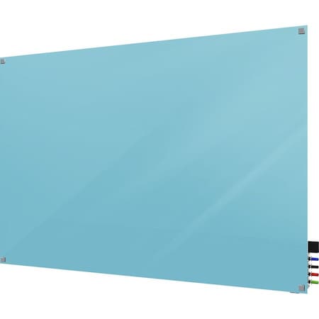 Dry Erase Board, Glass, 24 in, 36 in, No Frame Frame, Blue, Gloss
