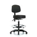 Rutledge Vin Stool with Back-High Bench Height with Chr Foot RingandCasters in Black Trailblazer Vin
