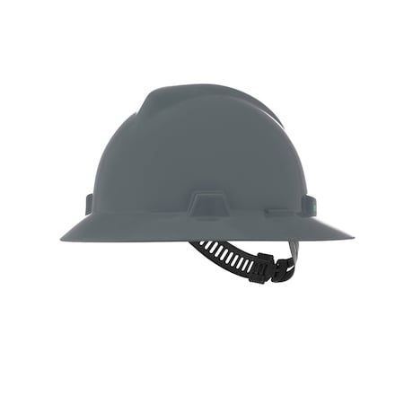 V-Gard Slotted Full Brim Hard Hat, Staz-On Suspension, Type I, Class E, Gray