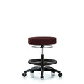 Rutledge Fab Stool without Back - Med Bench Height with Black Foot Ring and Casters in Burgundy Fab