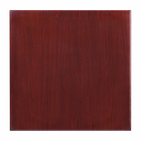 Square Square Mahogany Resin Table Top, 30", 30" W, 30" L, 2" H, Resin, Mahogany