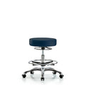 Vin Stool without Back Chr-Medium Bench Ht with Chr FRandCasters in Imperial Blue Trailblazer Vin