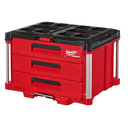 PACKOUT 3-Drawer Tool Box, Polymer, Black/Red, 22-1/4 in W x 16-1/4 in D x 14-1/4 in H
