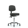 Vin Stool with Back Chrome-Medium Bench Height with Stationary Glides in Charcoal Trailblazer Vin
