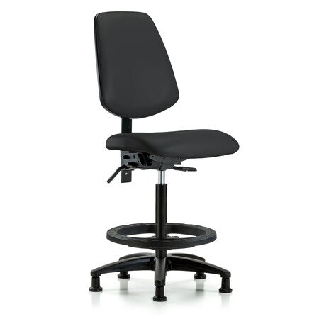High Bench Chair No Arms, 26"" to 35"" Height, Vinyl, Black